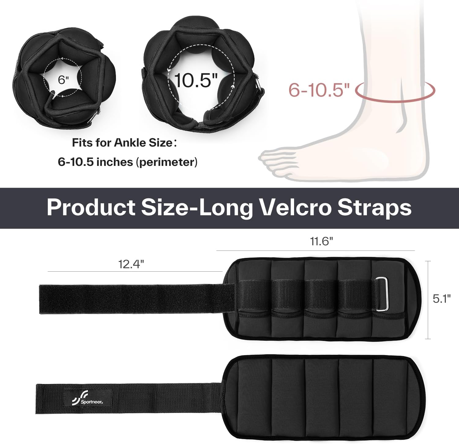 Sportneer Adjustable Ankle and Wrist Weights for Women Pair of 4lb/13lb - Image 5