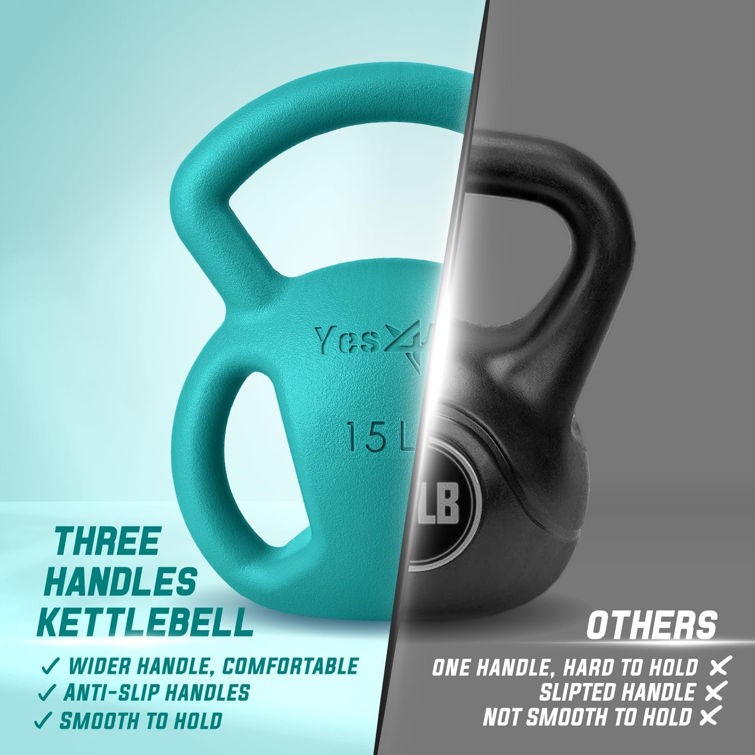 Yes4All 3-Handle Kettlebell, Strength Training Kettlebells for Home Gym - Image 7