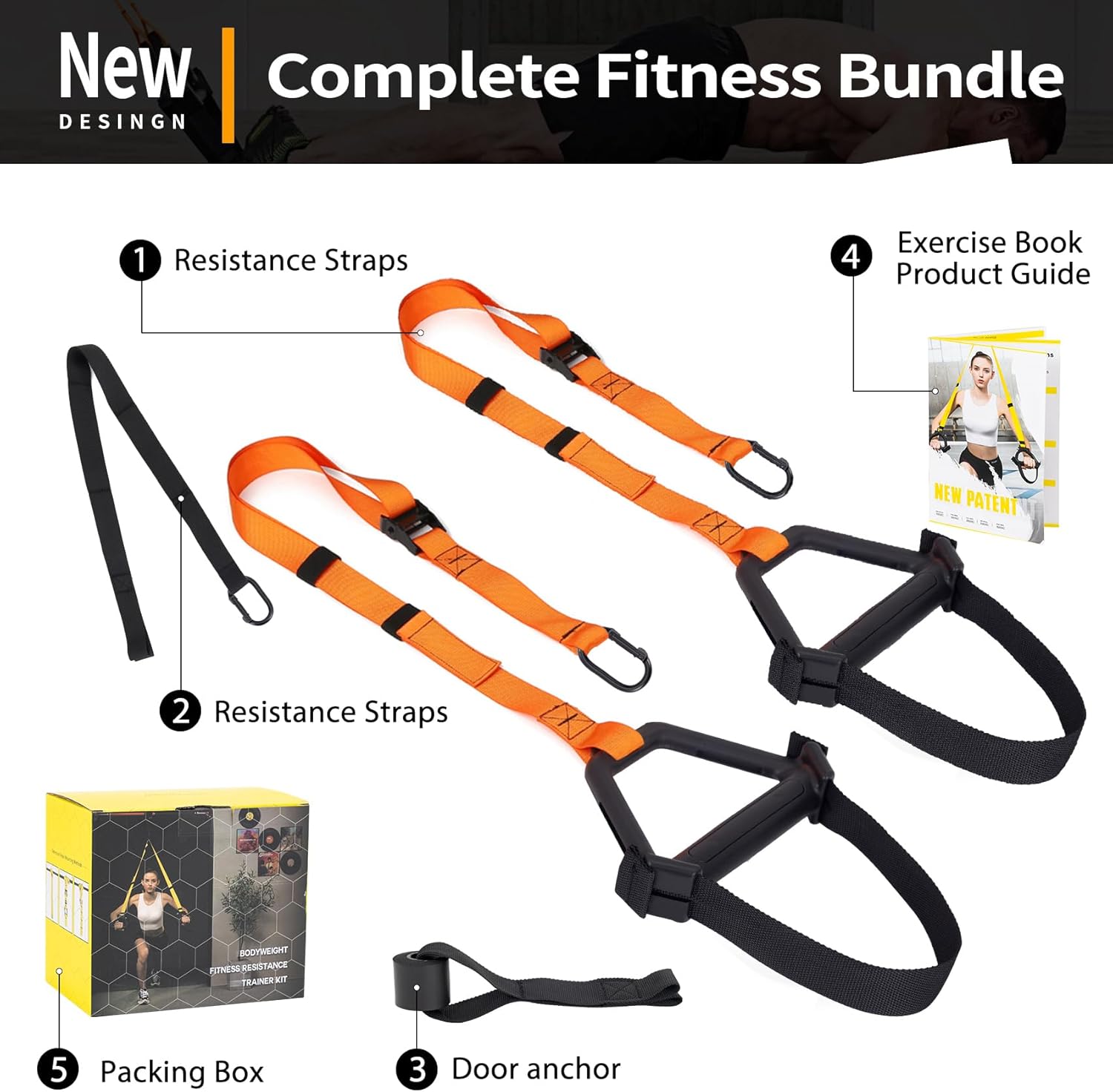 Moulyan Bodyweight Resistance Training Straps,Training straps Complete Home Gym Fitness Trainer kit for Full-Body Workout Easy Setup Gym Home Outdoors - Image 7