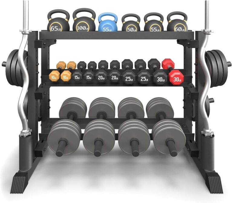 Jusgym Dumbbell Rack Stand Only, 3 Tier Adjustable Height & Angle 1200LBS