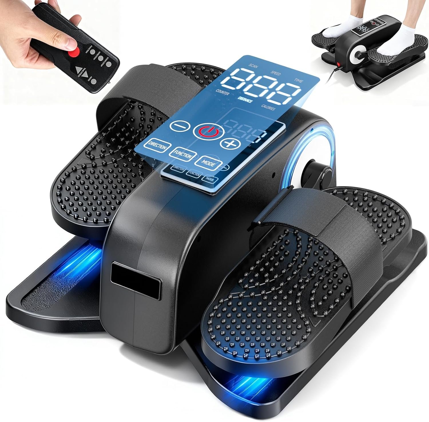 Under Desk Elliptical Machine for Senior, Quiet Motorized Leg Exerciser with Smart Remote, Pedal Exerciser with Adjustable Speeds for Auto/Manual Modes, LCD Monitor, Easy to Use for Home Office
