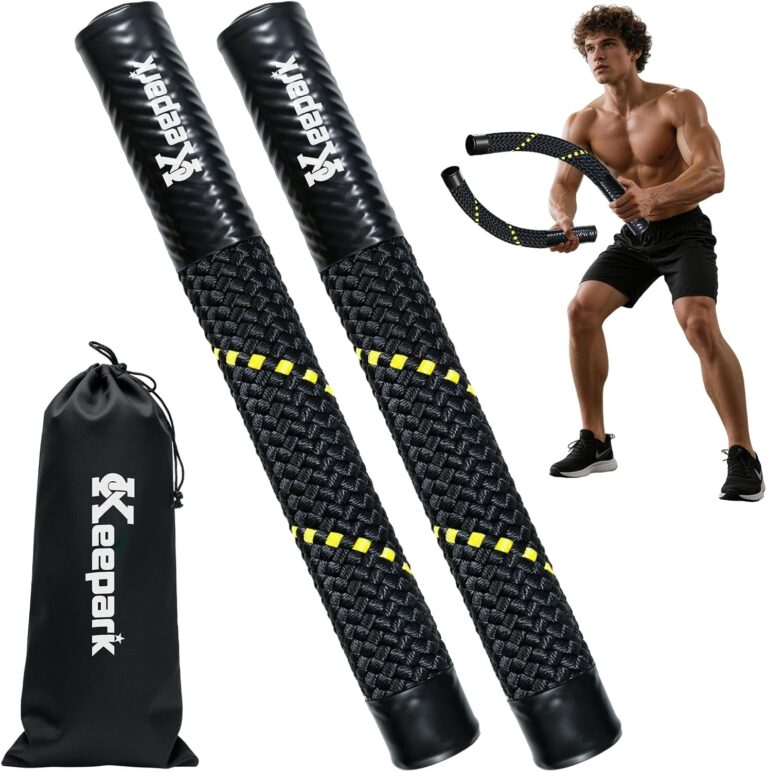 Ropeless Battle Ropes for Home Gym - Portable Cordless Battle Rope with Storage Bag, Non-Slip Handle, Low-Impact Cardio Fitness Gear for Men & Women Full Body Exercise & Arm Strength - Black