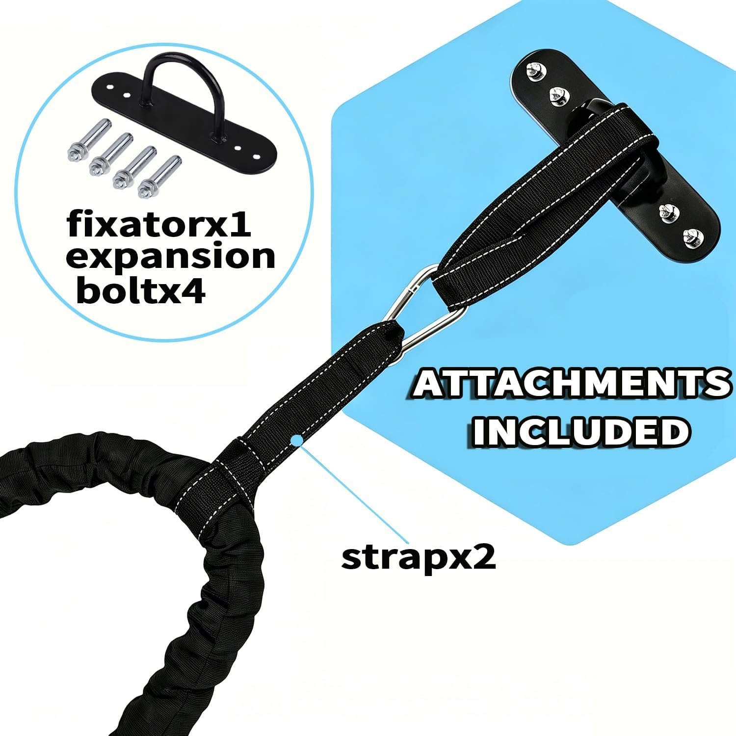 1.5 Inch 40ft Heavy Weighted Training Exercise Ropes Fitness Equipment with Sleeve and Anchor Strap Kit for Outdoor Working Out,Battle Rope for Home Gym Workout. - Image 8