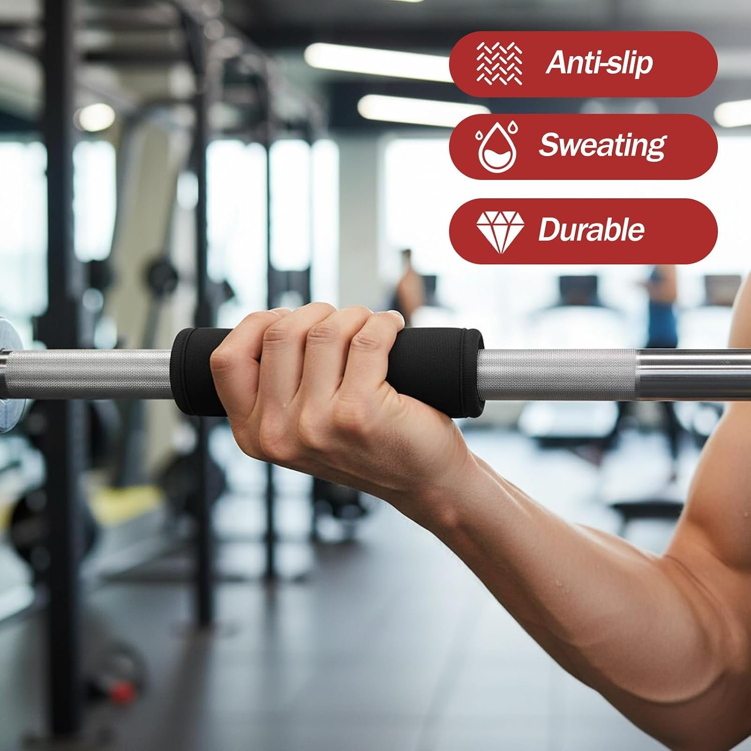 2 Pack Barbell Grips, Thick Anti Slip Padded Gym Grips for Weightlifting, Dumbbell Handle Cushion, Non Slip Bar Wrap Cover for Pull Up, Powerlifting, Strength Training - Image 5