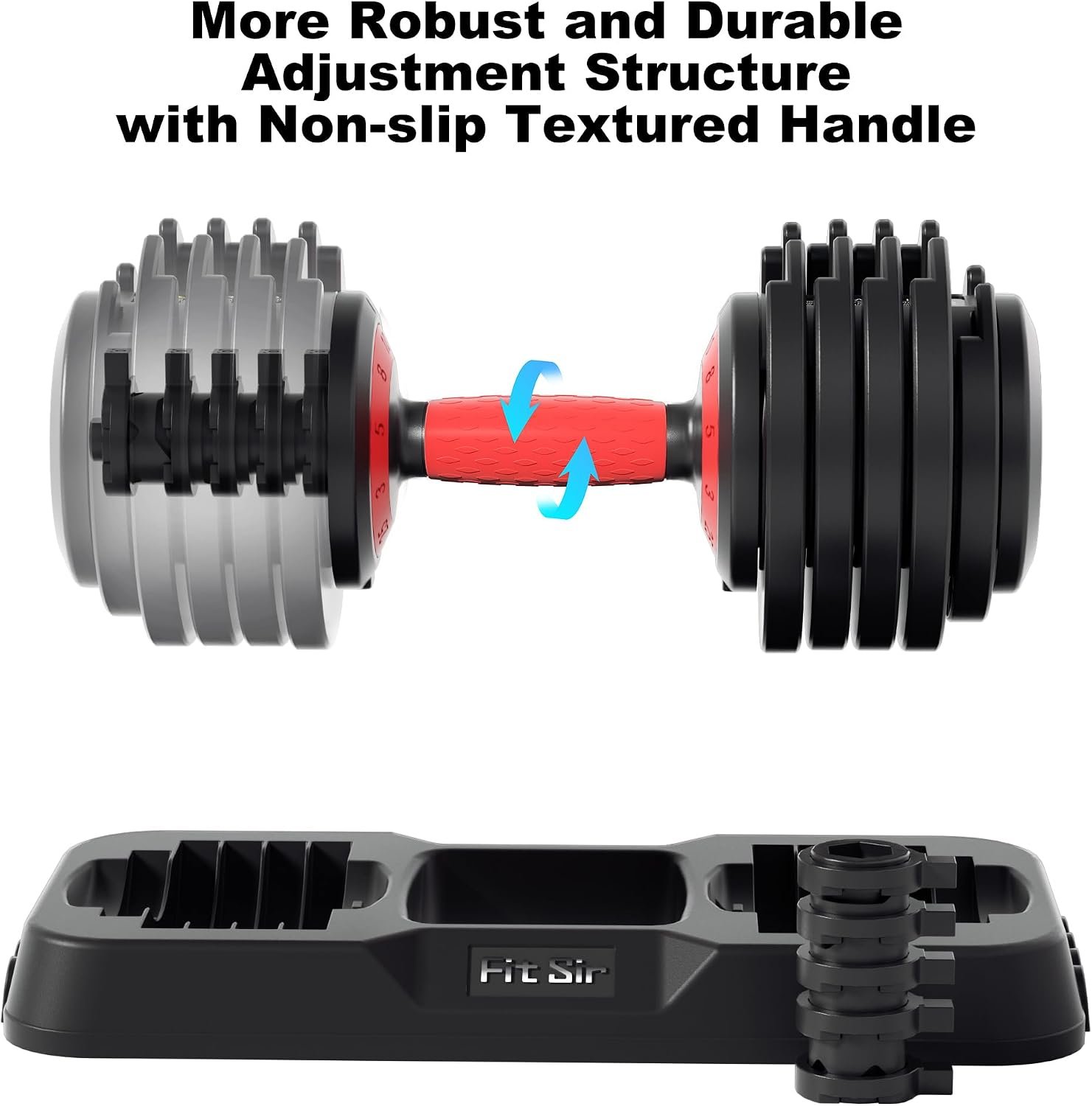 Adjustable Dumbbell Set, 10-in-1 25LB/50LB/90LB Ajustable Dumbbells with Safe Locking System, Enclosed Storage Tray, 1 Sec Fast Adjustment, Comfortable Non-Slip Textured Grip, Suitable for Home Gym Workouts Men and Women - Image 9