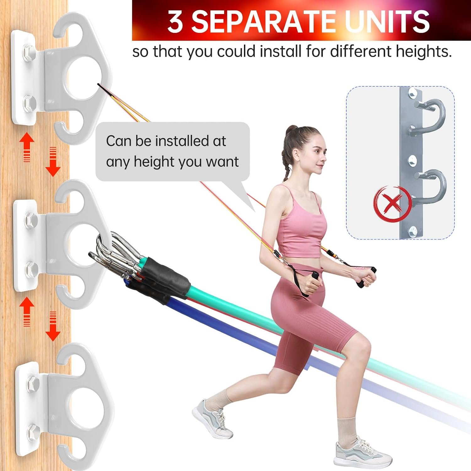 Resistance Band Wall Anchor Set,No Weld Wall Mount for Exercise Bands & Suspension Straps Resistance Band Wall Mount System Compact Strength Training Kit for Home Gym Workouts & Physical Therapy - Image 5