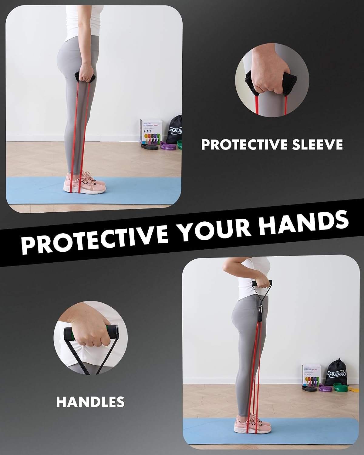 Equipro Resistance Bands, Exercise Bands, Resistance Bands for Working Out with Handles and Door Anchor, Workout Bands for Men Women with Protective Sleeve for Fitness Weights Work Out at Home - Image 7