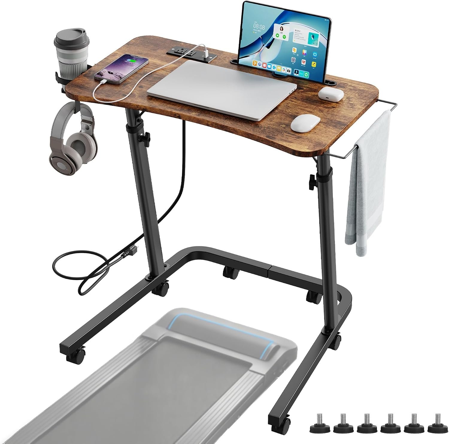 Adjustable Height Standing Desk for Walking Pad, Treadmill Desk with Wheels