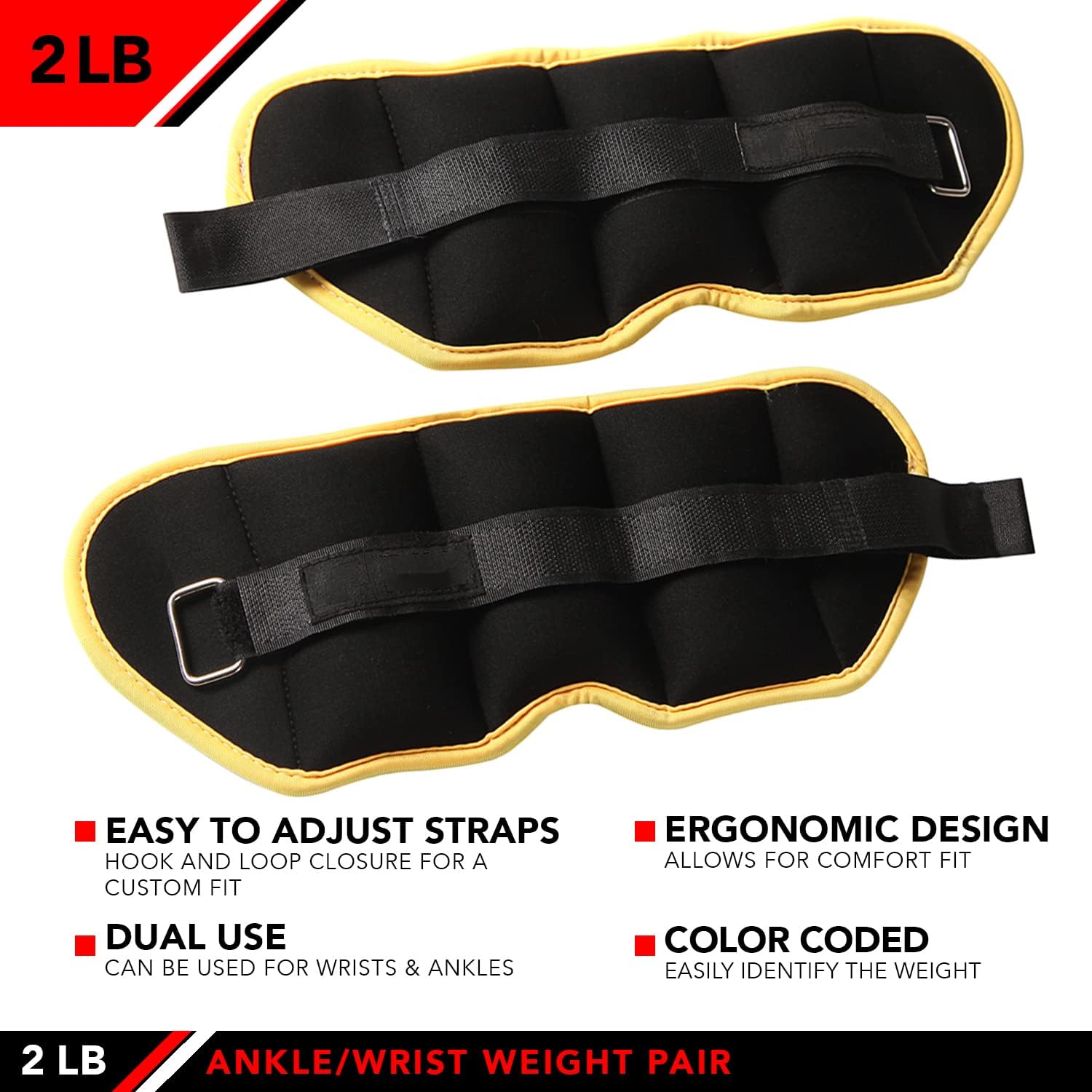 JFIT Ankle Weights - Ankle Weight Pair 10 Weight and Bundle Options - 0.5 to 8 lbs. Each (Set of 2) Adjustable Straps – Comfortable, Breathable, Moisture Absorbent Weight Straps for Men and Women - Image 3
