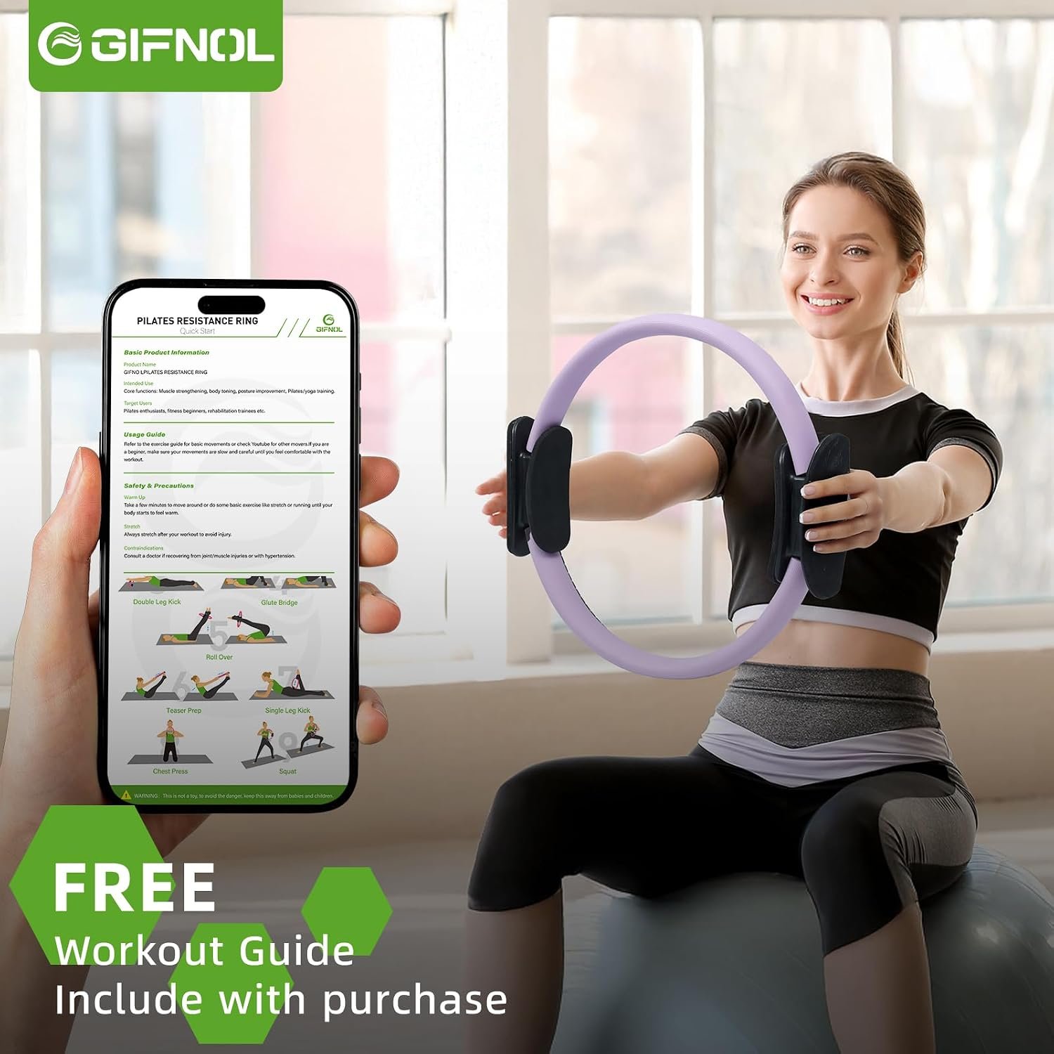 Pilates Ring and Ball Set with Resistance Bands - Pilates Equipment for Home Workout - 14'' & 12'' Pilates Rings, 2 Pilates Balls, 5 Resistance Bands for Toning Arms, Thighs/Legs & Core - Image 4