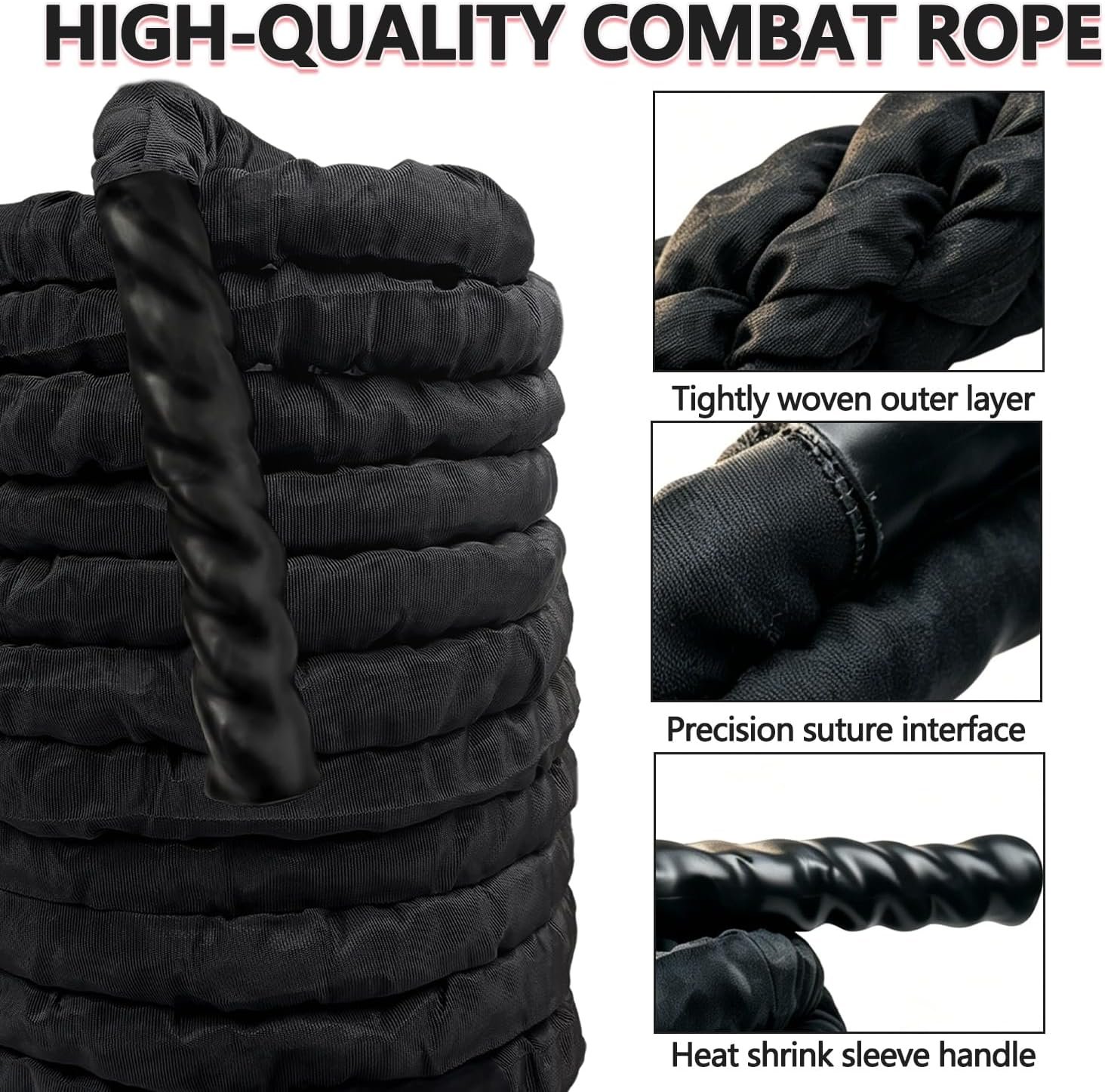 1.5 Inch 40ft Heavy Weighted Training Exercise Ropes Fitness Equipment with Sleeve and Anchor Strap Kit for Outdoor Working Out,Battle Rope for Home Gym Workout. - Image 2