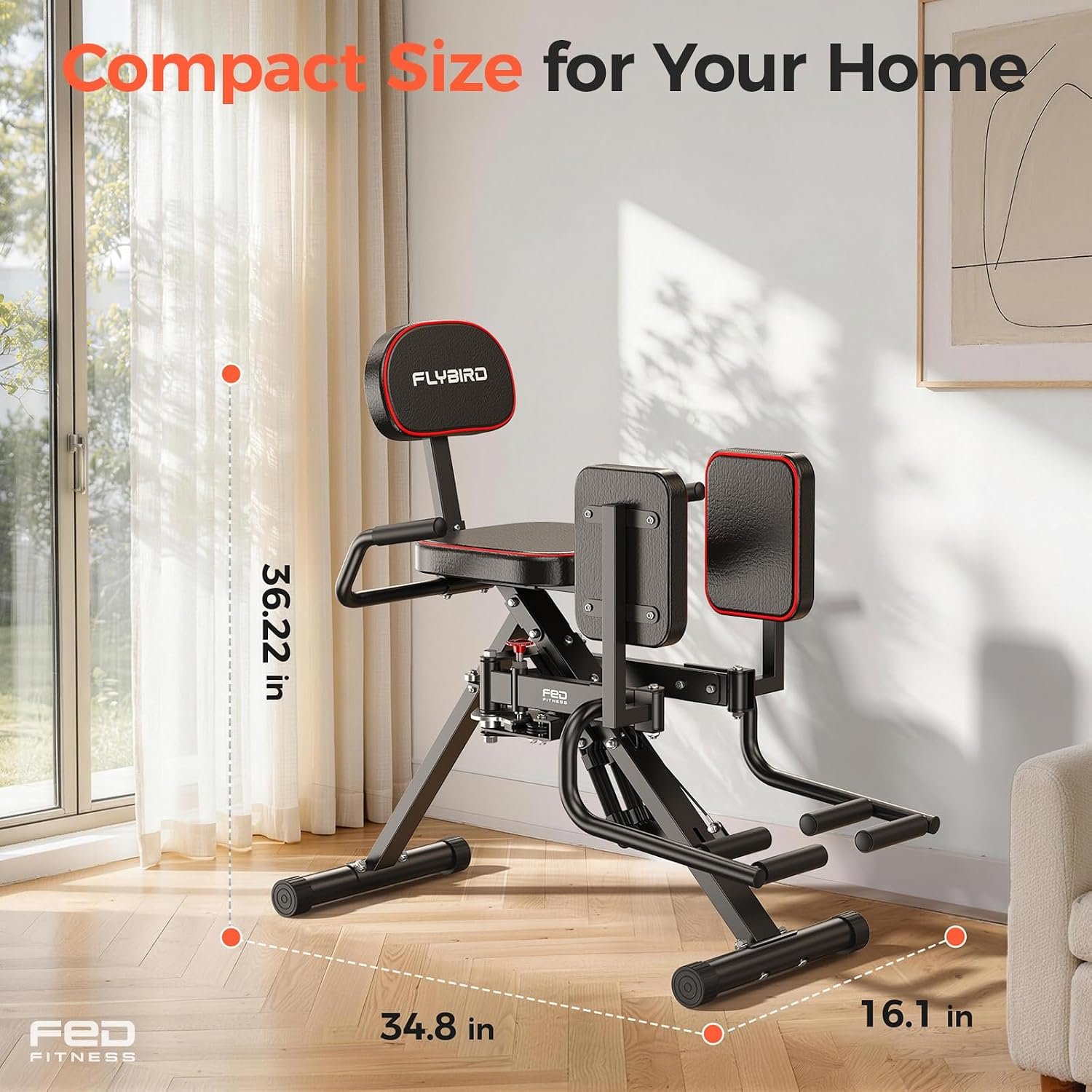 HA1 2-in-1 Hip Abductor and Adductor Machine, Glute & Inner Thigh Workout Equipment for Home Gym, Leg Workout and Booty Builder with 6 Adjustable Resistance Bands and Dual Foot Bar, Black - Image 9