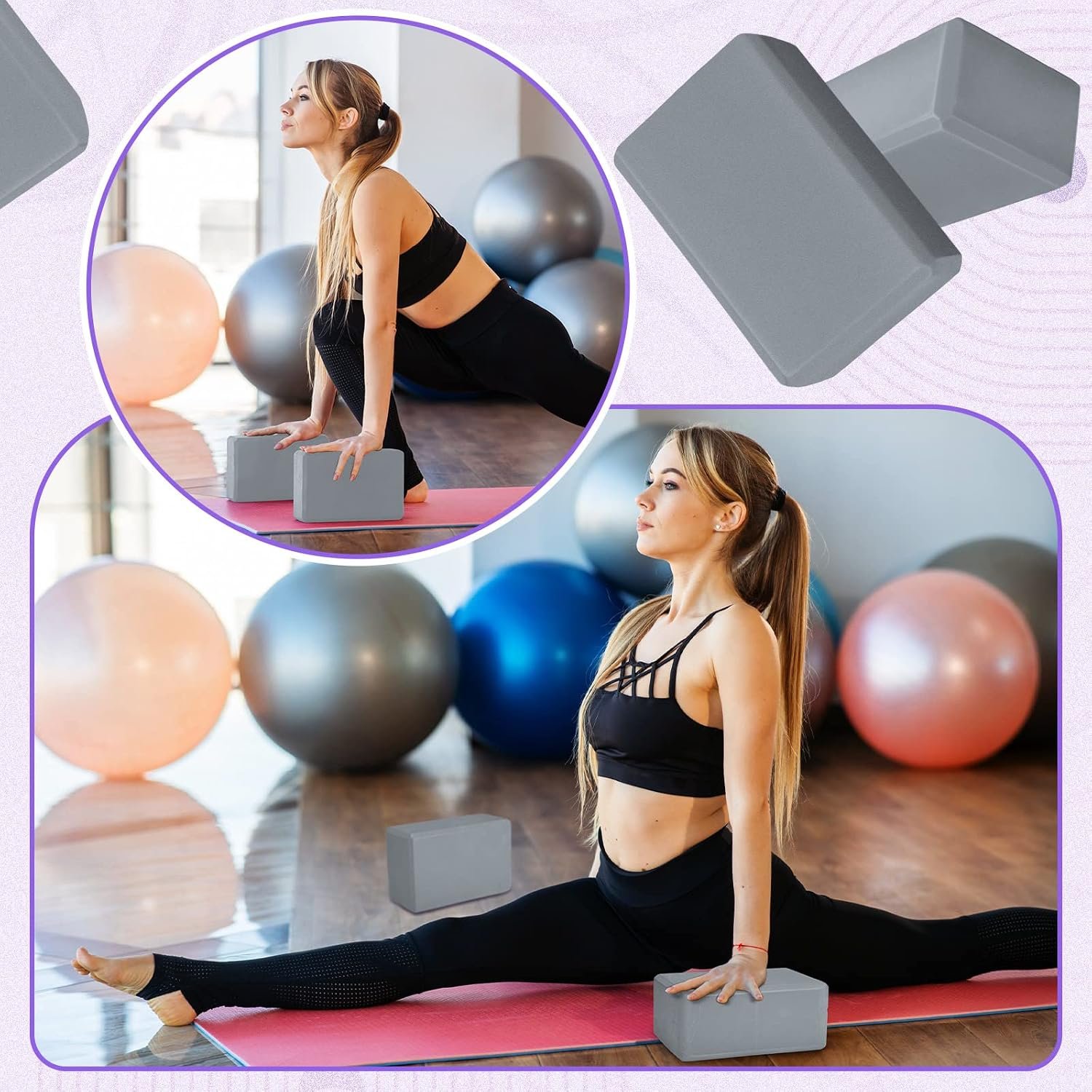 Wettarn 6 Pack EVA Yoga Blocks Bulk, Non Slip Pilates Brick - Image 2