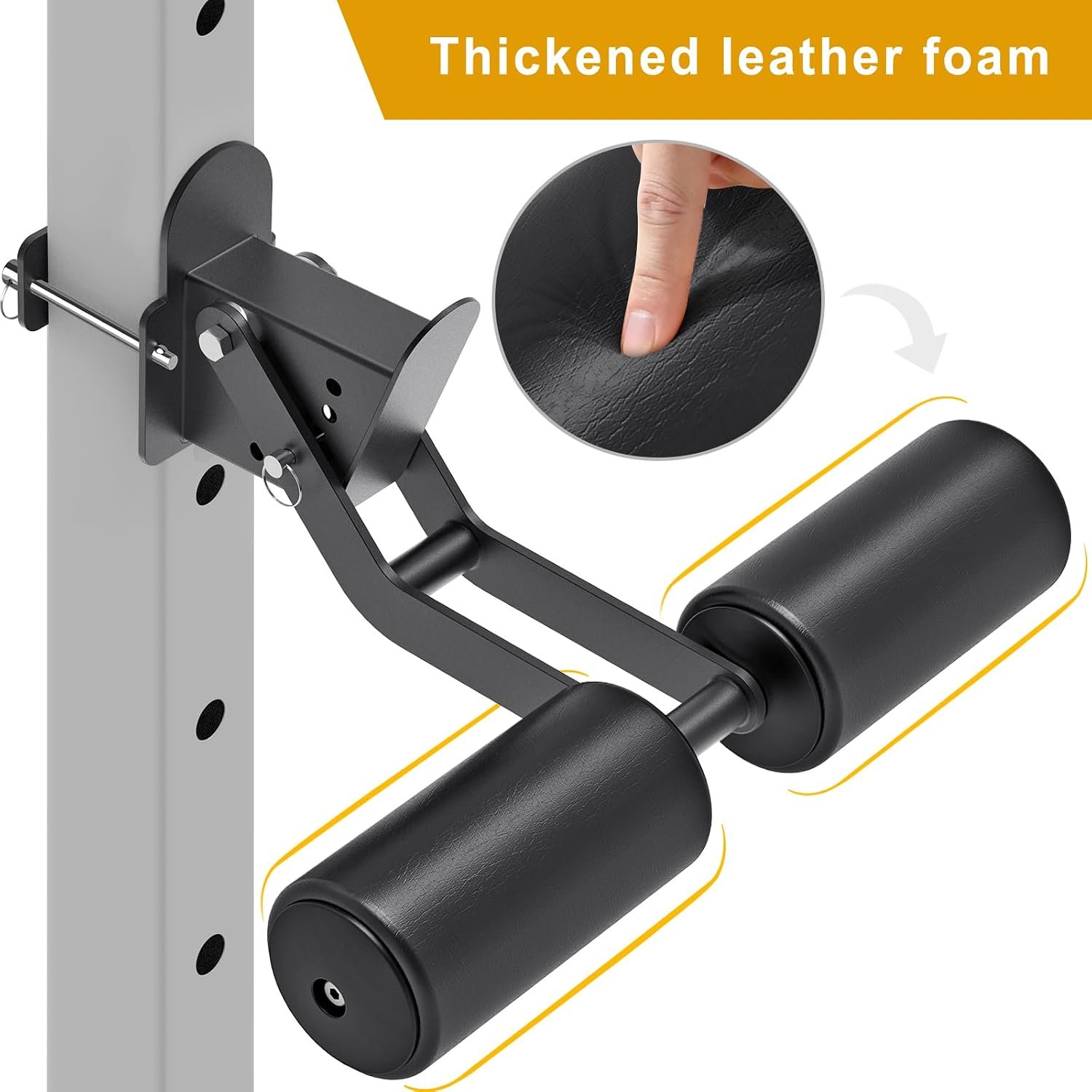 Kipika Nordic Hamstring Curl Squat Rack Attachment for Power Rack with 5/8" or 1" Hole - Adjustable Leg Hold Down Attachment with Premium Leather Surface - Image 6