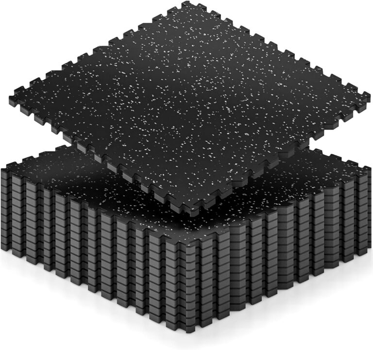 0.6" Thicker 48 Sq Ft Rubber Top Gym Flooring for Home Gym, Gym Mat