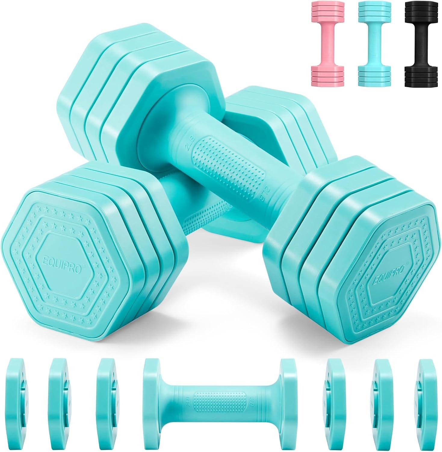 EQUIPRO Adjustable Dumbbell Set, 4 ...