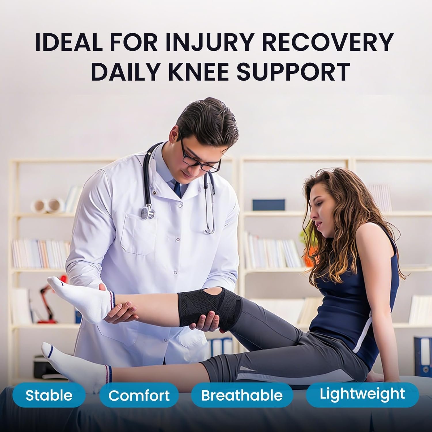 Galvaran Knee Brace with Side Stabilizers for Meniscal Tear Knee Pain ACL MCL Arthritis Injuries Recovery, Breathable Adjustable Knee Support for Men and Women - Image 6