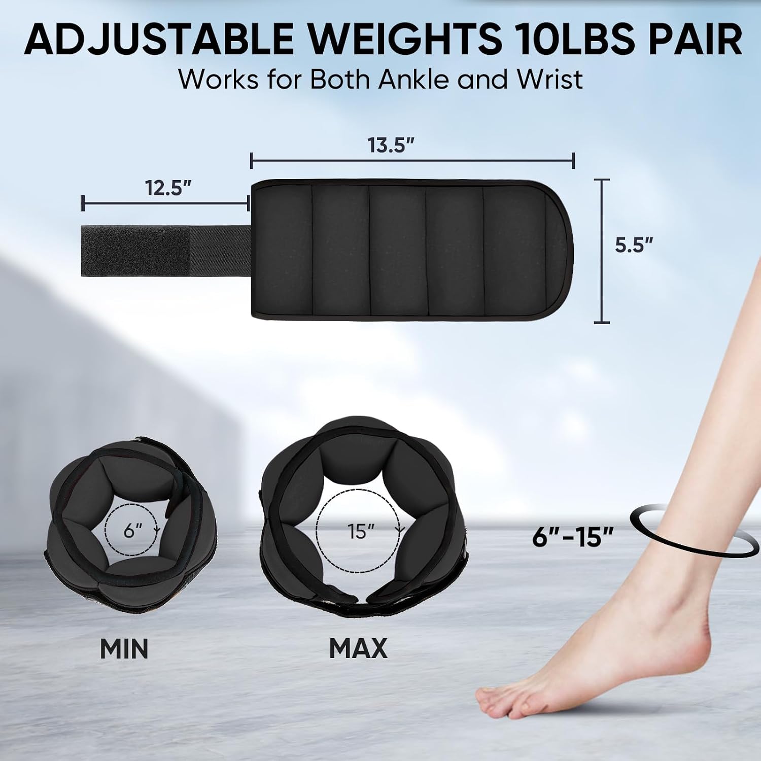 APEXUP Adjustable Ankle Weights for Women and Men, Modularized Leg Weight Straps for Yoga, Walking, Running, Aerobics, Gym, Physical Therapy - Image 2