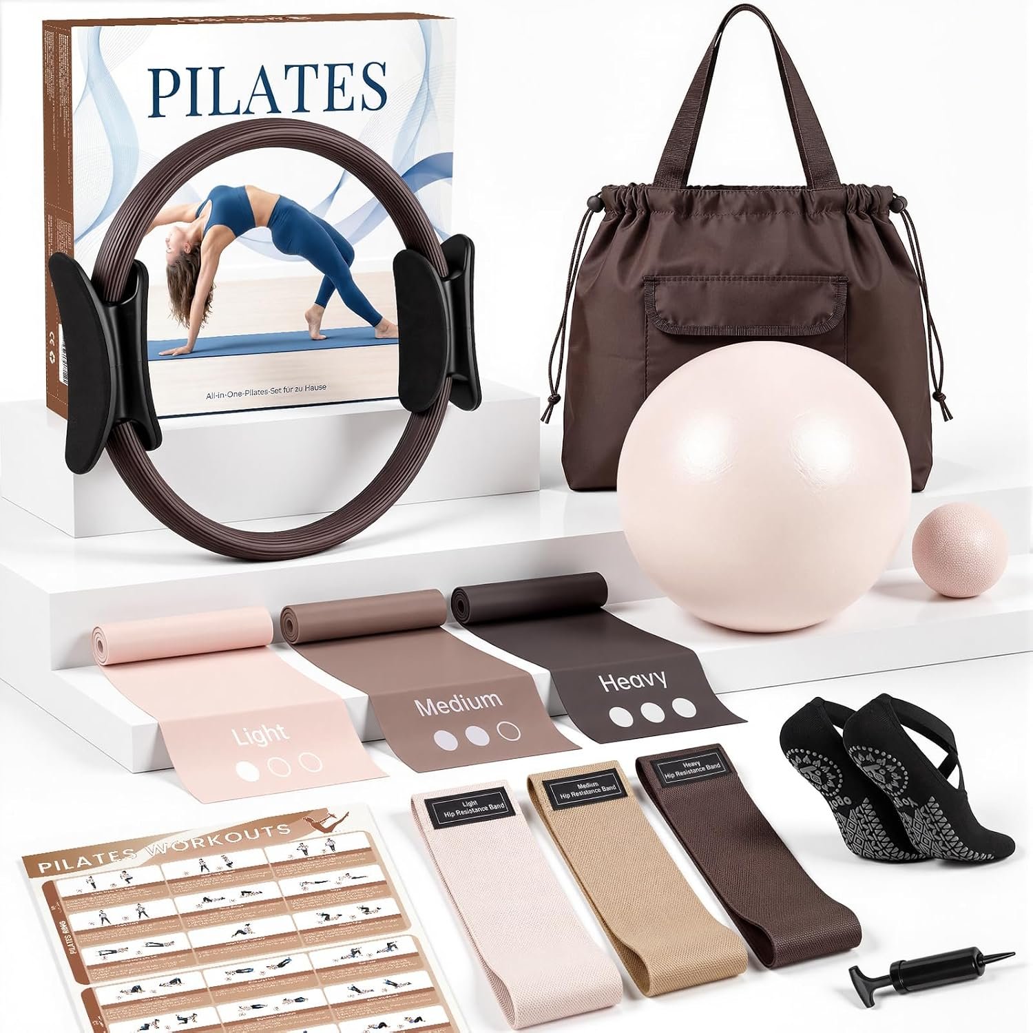 GINMIC Pilates Kit, Complete Pilates Equipment for Women Home Workouts