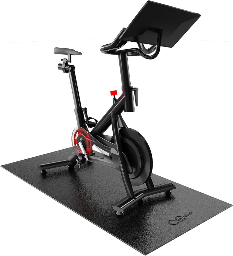 Cycleclub Bike Mat Compatible with Peloton Bike,Elliptical,Treadmill Mat, 6mm Thick, Under Exercise Bike Trainer Pad for Indoor Stationary Spin Bike Gym Equipment Hardwood Floor Carpet Protector