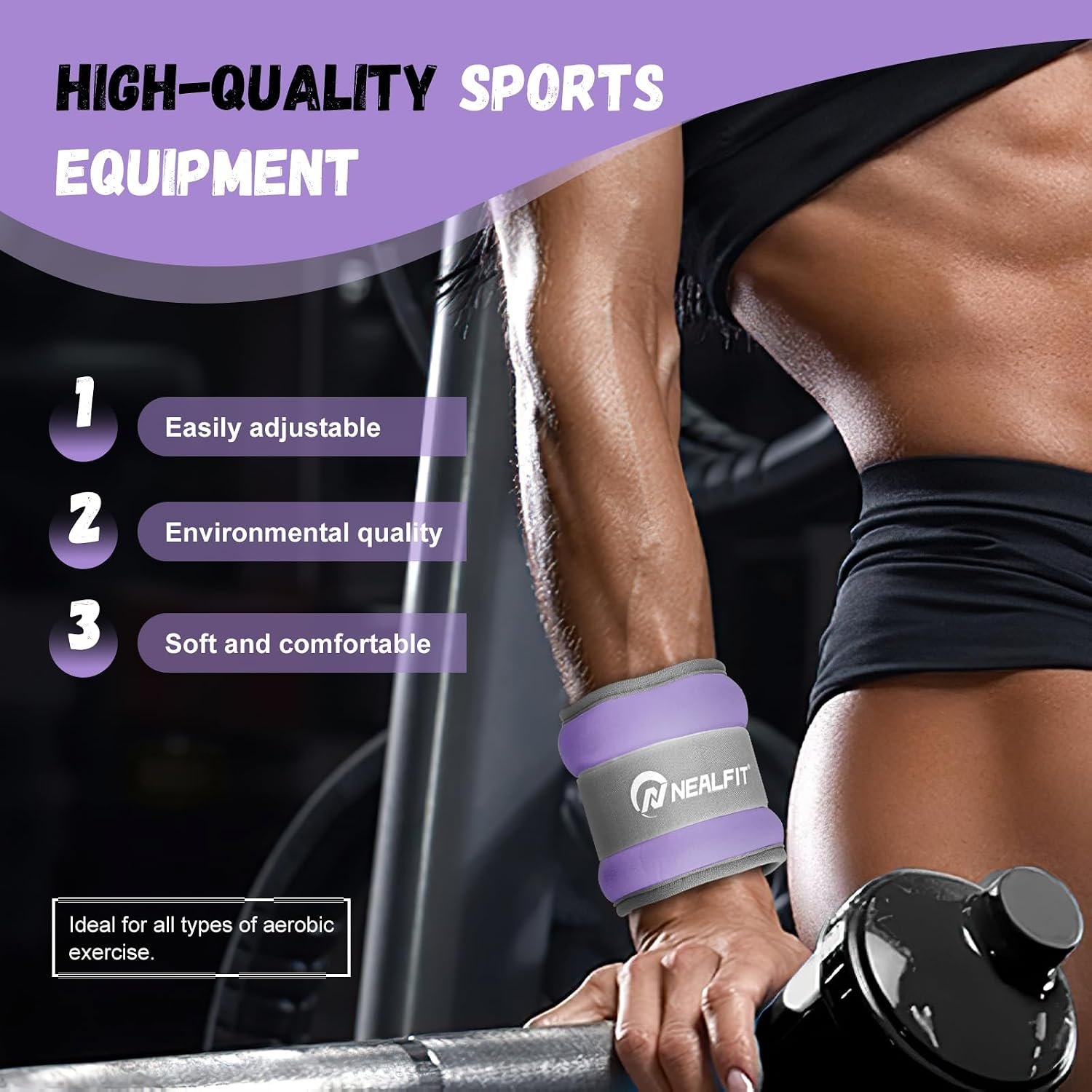 NEALFIT Ankle Weights 1/2/3/4/6/10 LBS for Men Women Kids, Leg Arm Wrist Weights with Adjustable Strap for Running, Aerobics, Strength Training, Physical Therapy, Fitness - Image 4