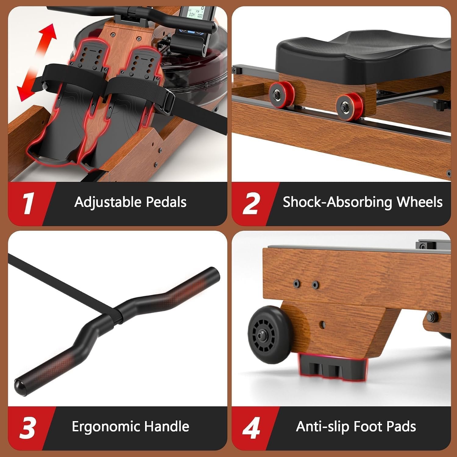 Wenoker Water Rowing Machine, Foldable Saving,Immersive Water Rower - Image 5