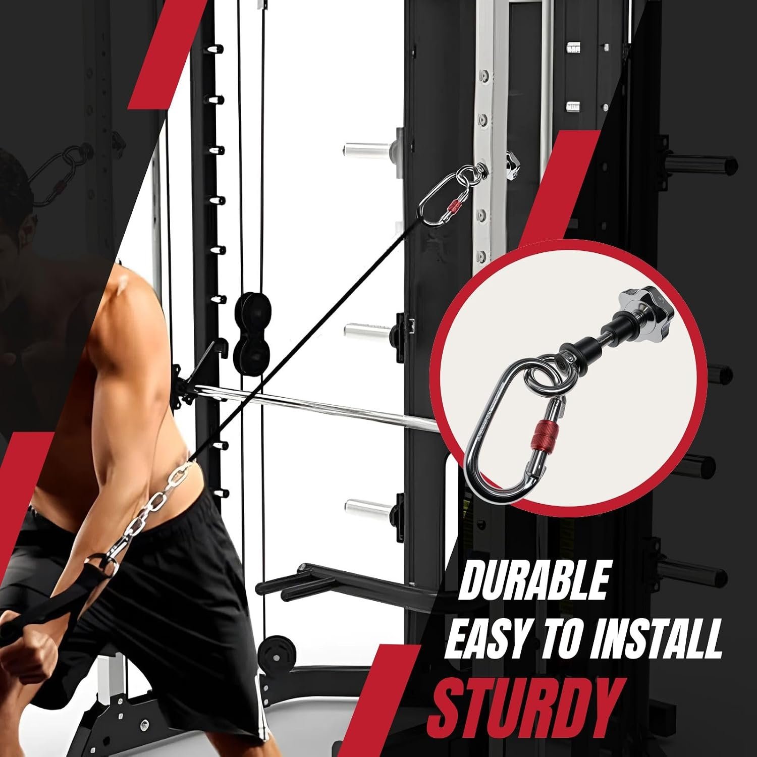 Squat Rack Attachments for Strength Training Equipment | Attachments for Power Cages & Squat Racks | Fits 2"x2" & 3"x3" Frames (1/2" & 1" Holes) | Ideal for Resistance Bands & TRX Training - Image 2