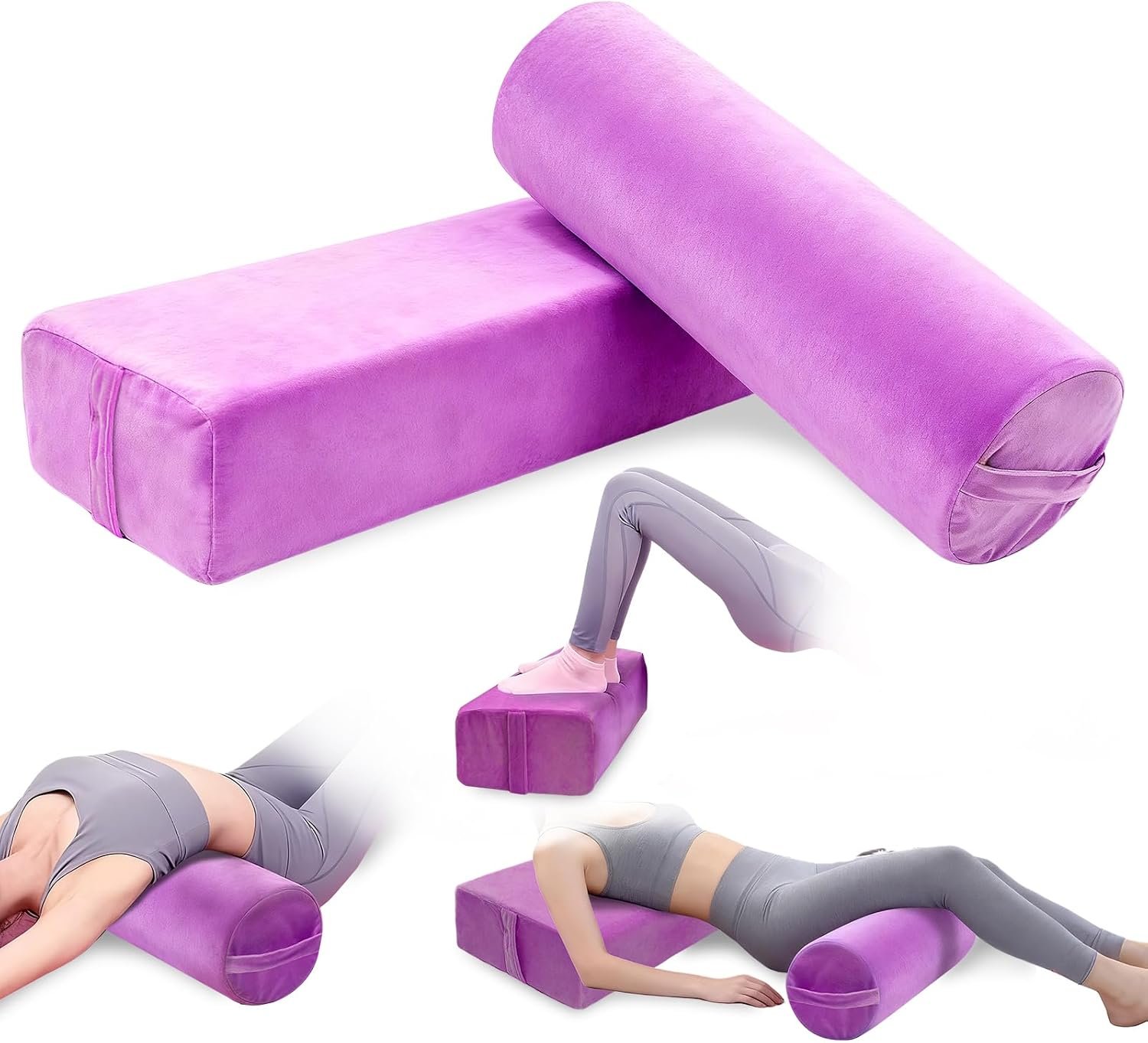 JZHLLA 2 PCS Yoga Bolster Pillow Se...