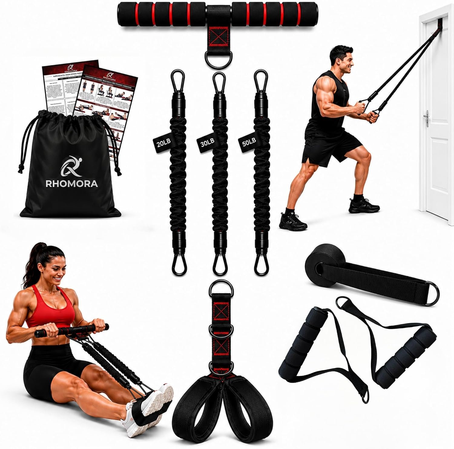 Resistance Bands with Handles, Full Body Workout Equipment for Women & Men