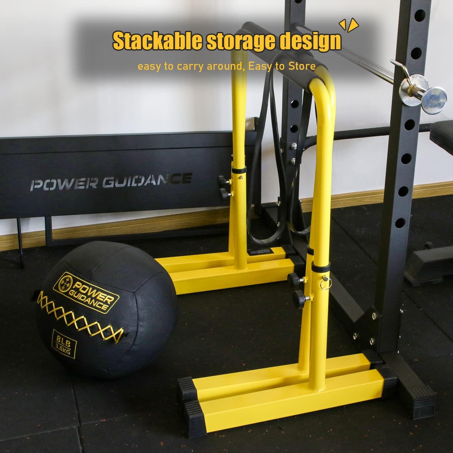 POWER GUIDANCE Dip Bar, Dip Stand Station for Full Body Strength Training, Adjustable Height 30Inches - 38.6Inched, 3 Colors Available - Image 4