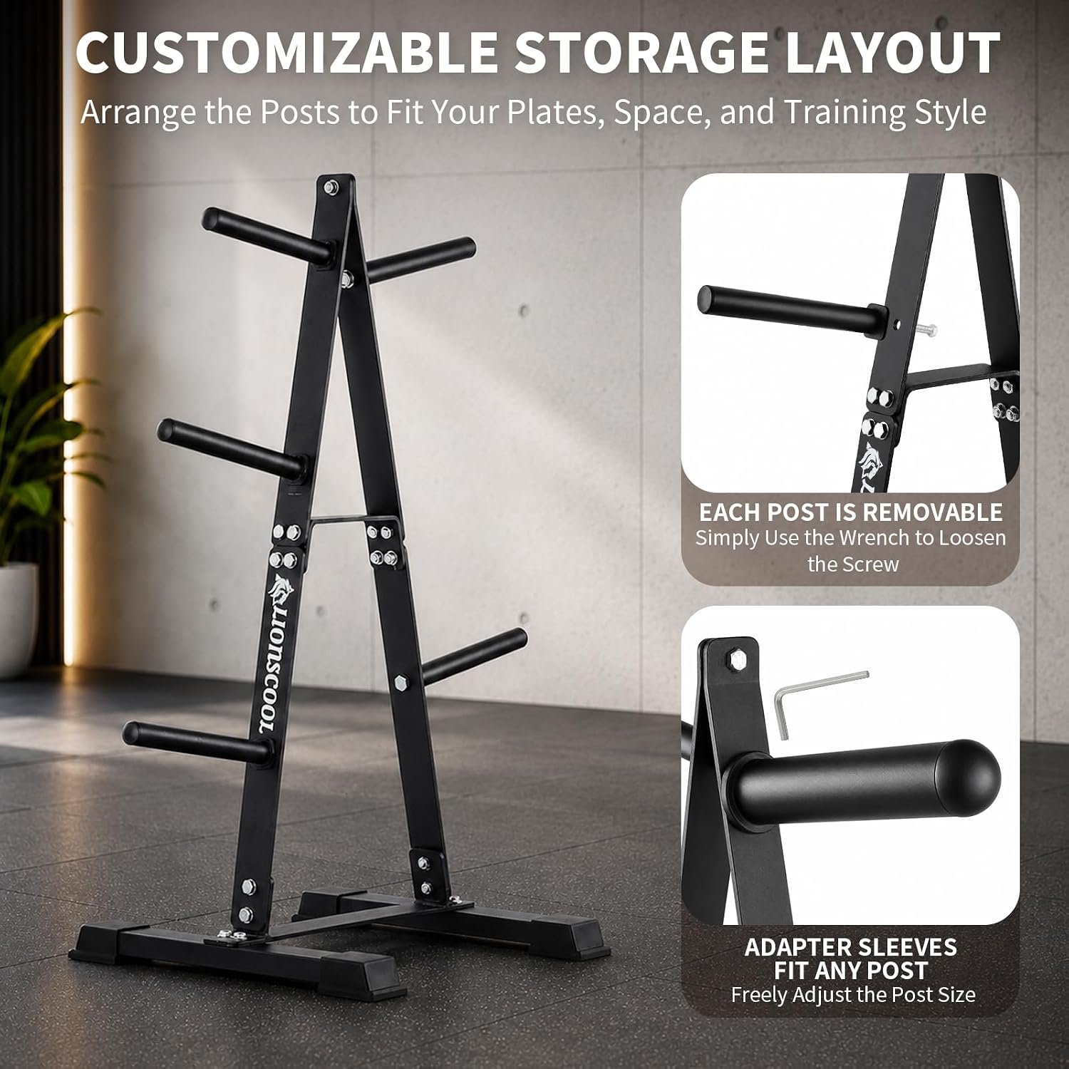 LIONSCOOL Weight Plate Tree Rack for 1" & 2" Weight Plates, Holds 500 lbs - Image 4