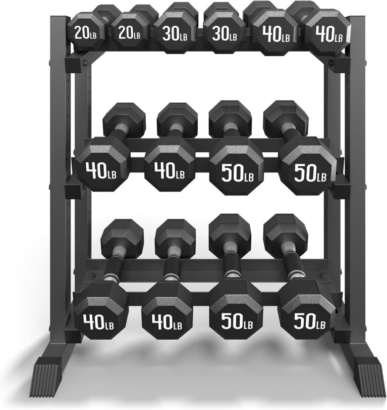Jusgym Dumbbell Rack Stand Only, 3 Tier Adjustable Height & Angle 1100LBS