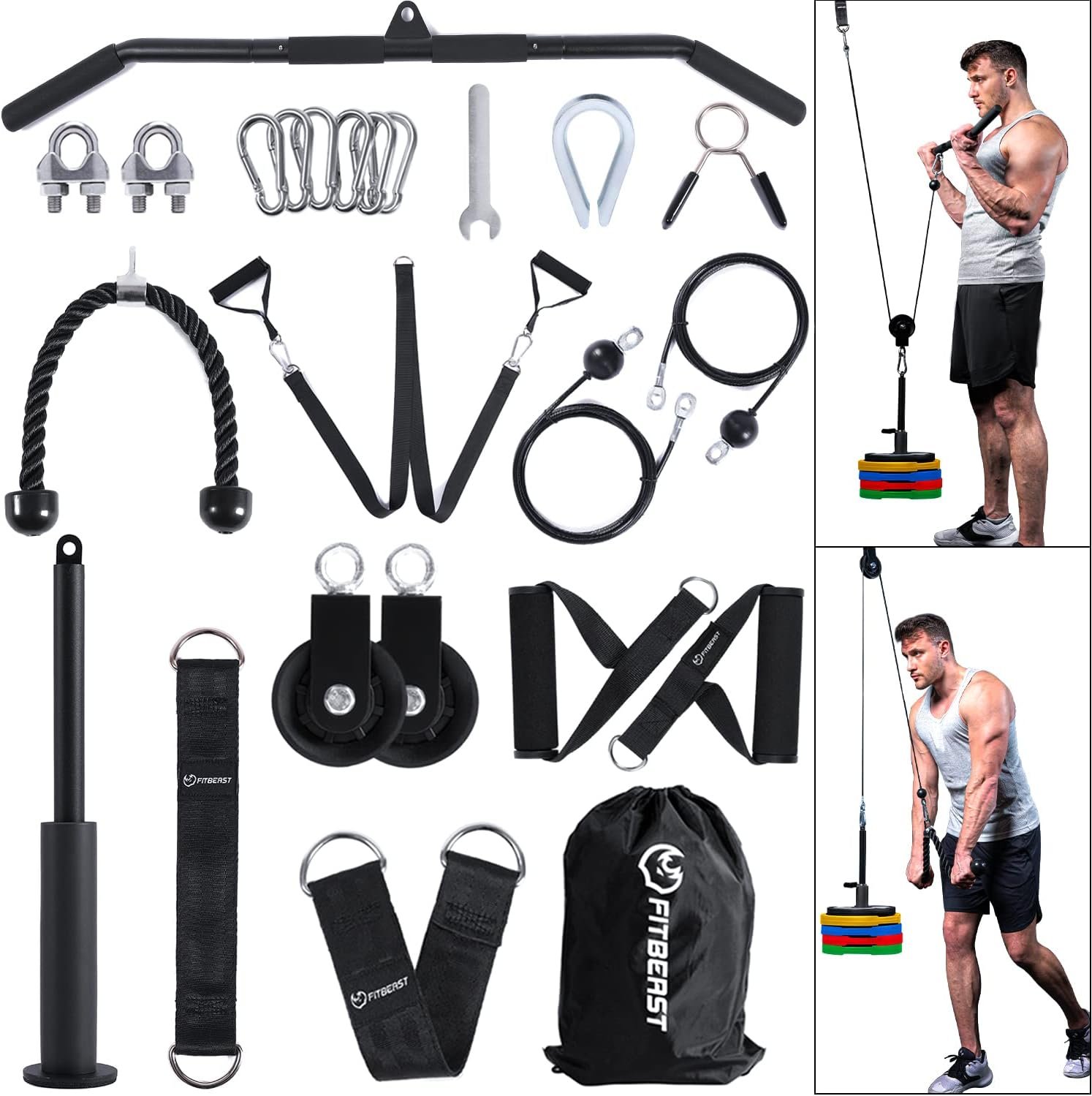 FitBeast Pulley System Gym, Cable Weight Pulley System for Gym LAT Pulldown, Biceps Curl Workout, Ideal Home Gym Equipment for Forearm, Shoulder, Strength Training
