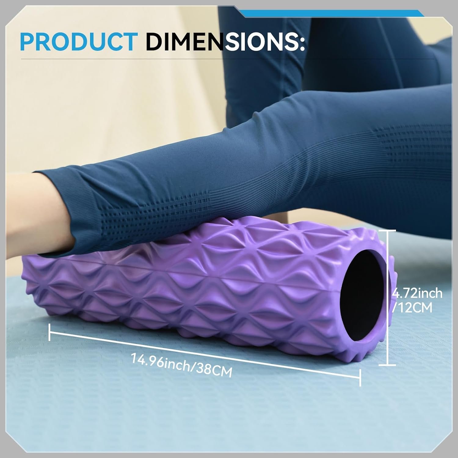 Foam Roller, 15 inch High Density Massage Roller for Exercise - Image 2
