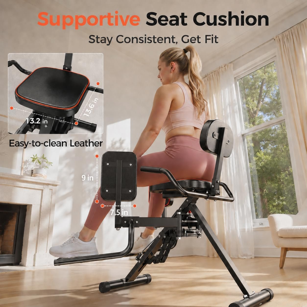 HA1 2-in-1 Hip Abductor and Adductor Machine, Glute & Inner Thigh Workout Equipment for Home Gym, Leg Workout and Booty Builder with 6 Adjustable Resistance Bands and Dual Foot Bar, Black - Image 7