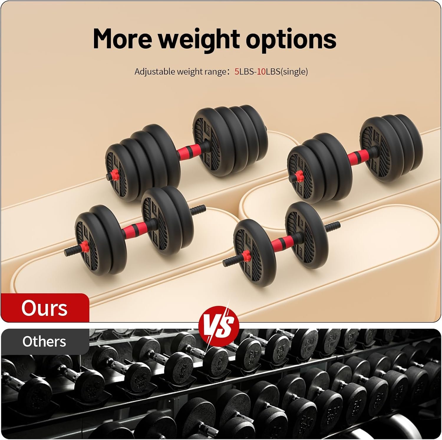 Adjustable Dumbbell, 20/30/45/70/90lbs Dumbbells Set, 4-in-1 Free Weights for Women/Men Workout Equipment Used as Barbell/Kettlebells/Push up Stand for Home Gym - Image 3