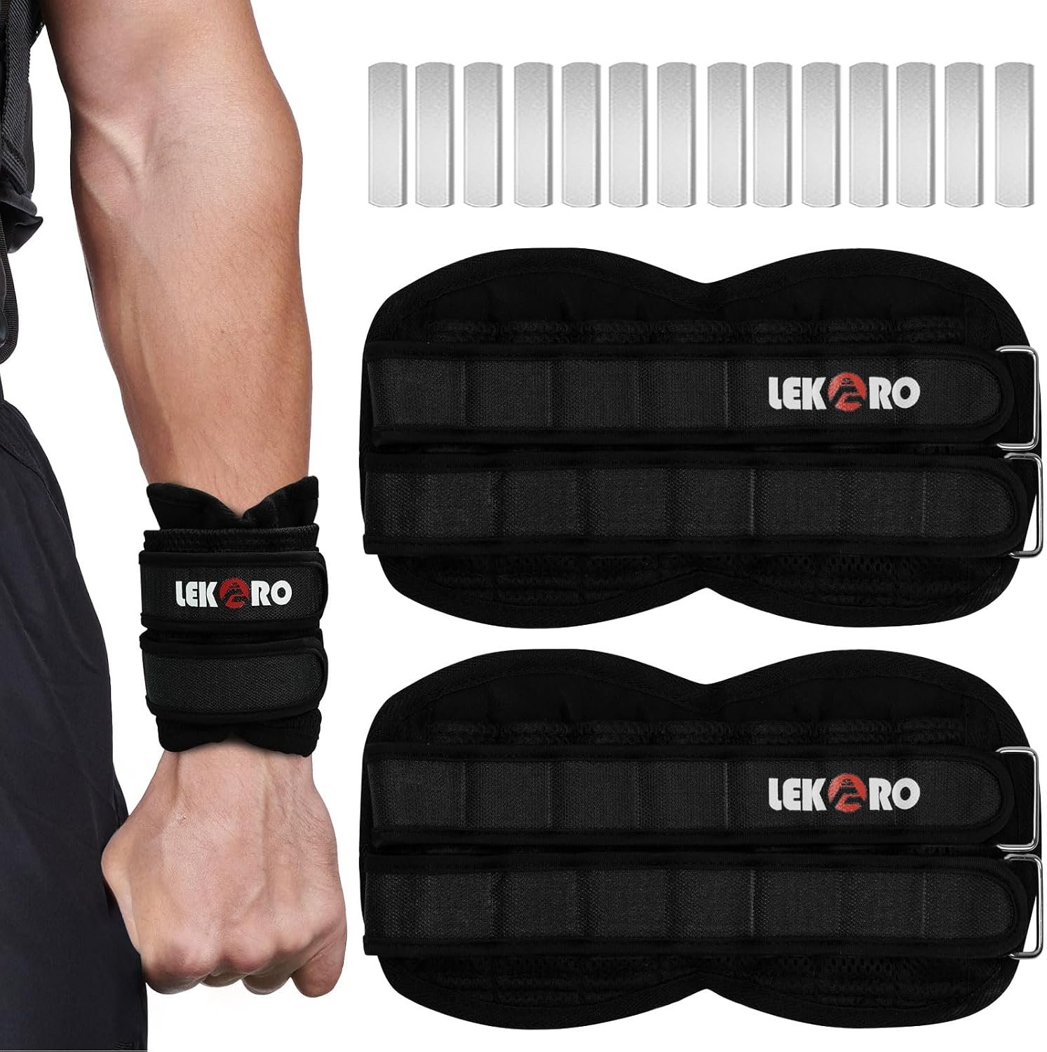 Adjustable Wrist Ankle Weights with Steel Plates, No-Leak