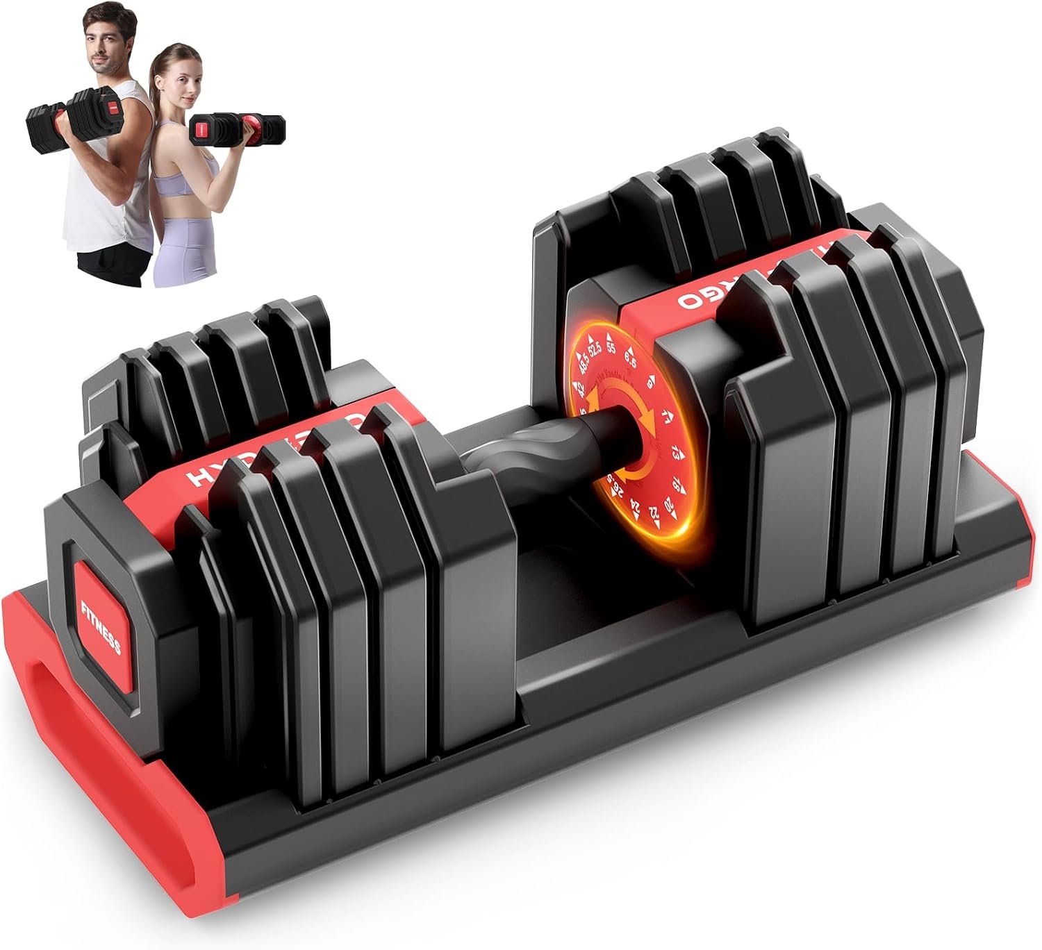 HXD-ERGO 15 in 1 Adjustable Dumbbell, 55/110 LBS Quick Change Weights