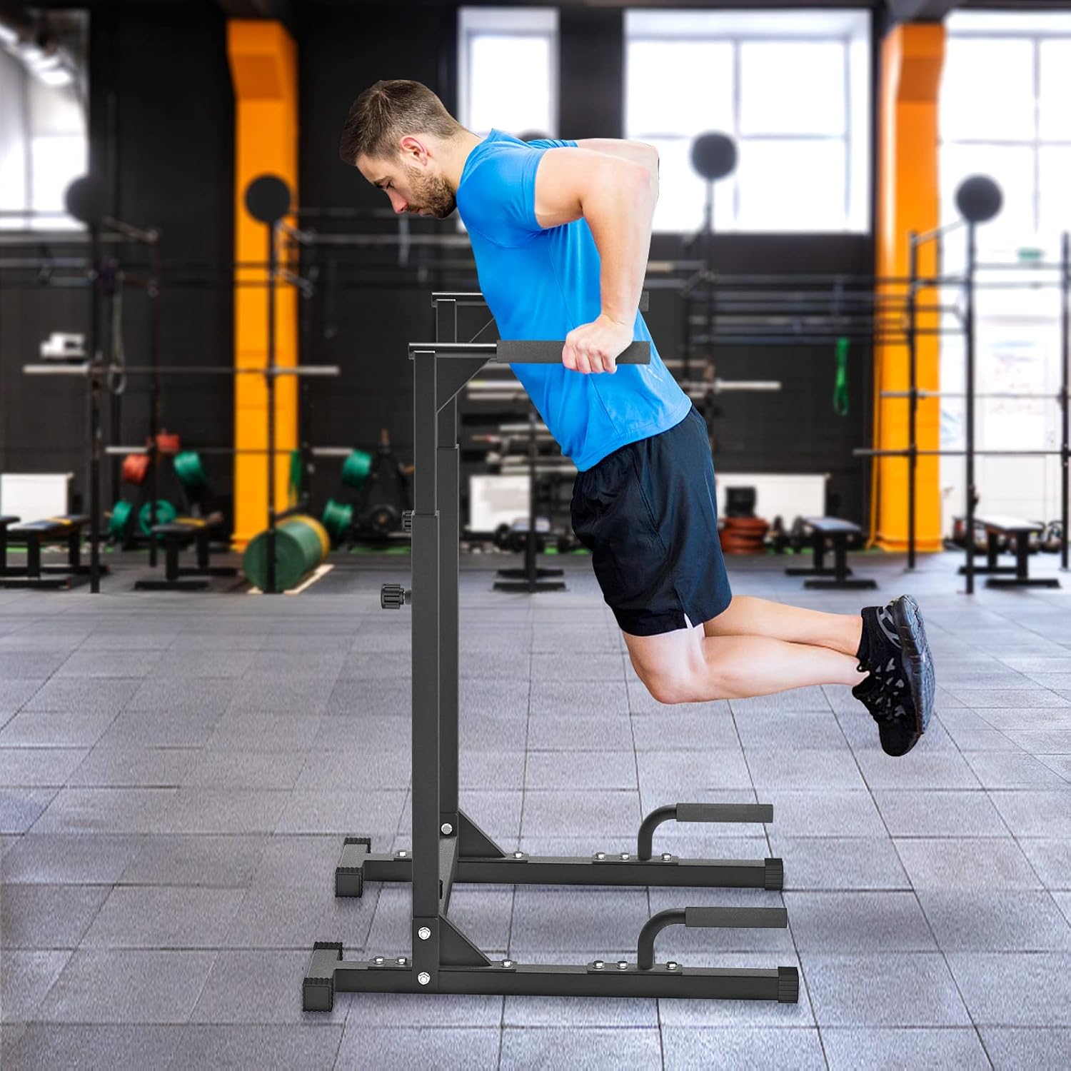 SELEWARE Adjustable Dip Bar Station, Home Gym Dip Stand - Image 7