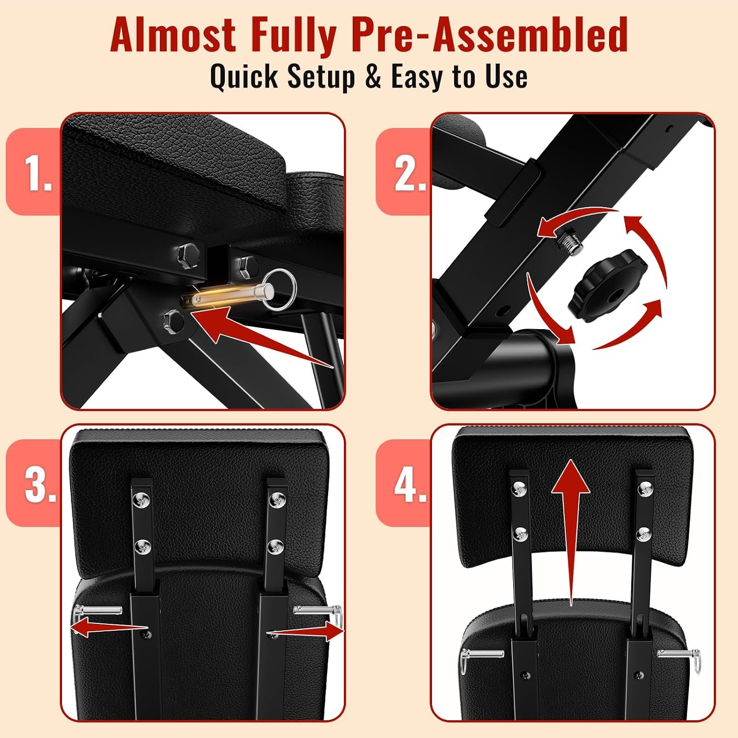 HEROGIFT Adjustable Weight Bench, 600 LB Capacity with Headrest - Image 7