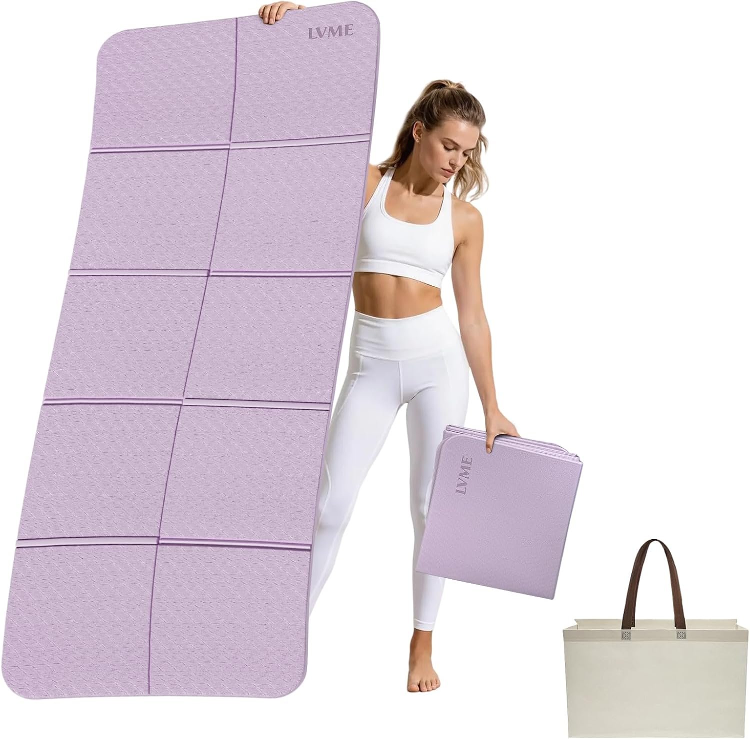 LVME Foldable Yoga Mat,（75″...