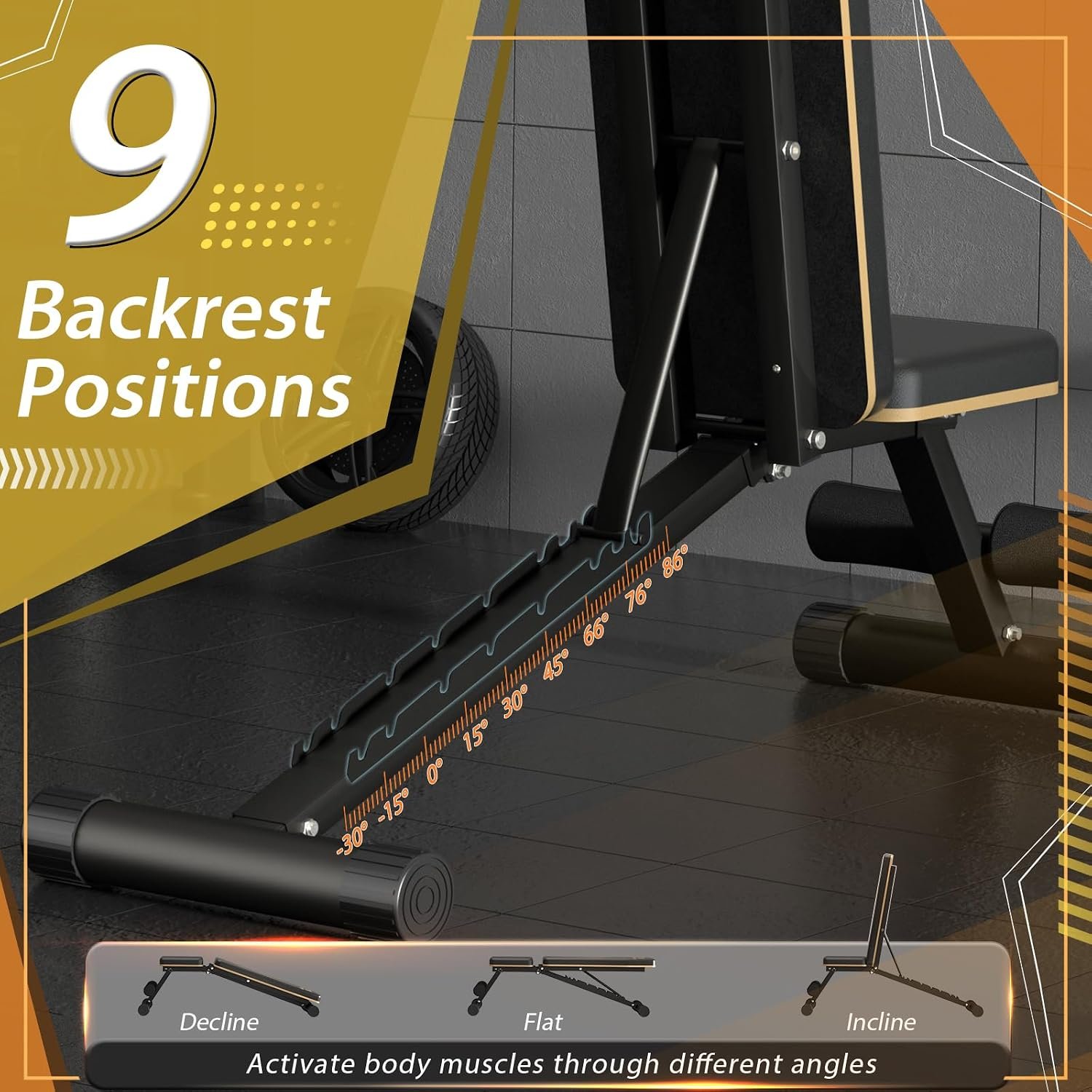 FitGoods Adjustable Weight Bench - Heavy-Duty Foldable Workout Bench for Home Gym, 660 LBS Capacity, Incline & Decline, Multi-Position Strength Training Bench, Compact Storage - Image 5