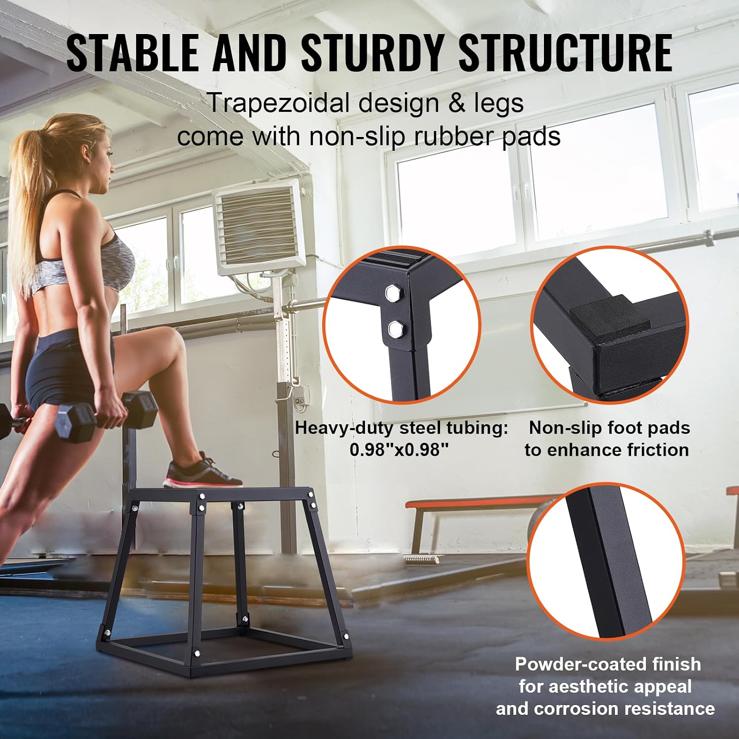 VEVOR Plyometric Jump Box, 18 Inch Plyo Box, Steel Plyometric Platform and Jumping Agility Box, Anti-Slip Fitness Exercise Step Up Box for Home Gym Training, Conditioning Strength Training - Image 4