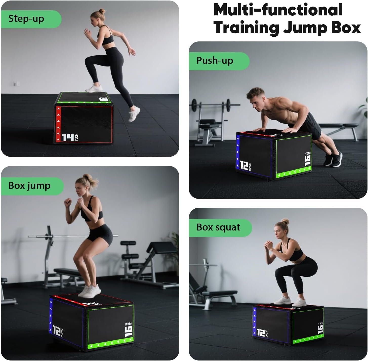 FAHKNS 3 in 1 Plyometric Jump Box,Heavy Duty High Density Foam Plyo Box,Non-Slip & Easy-to-Clean PVC Leather Cover for Home Gym, Agility Exercise, Fitness Training - Image 7