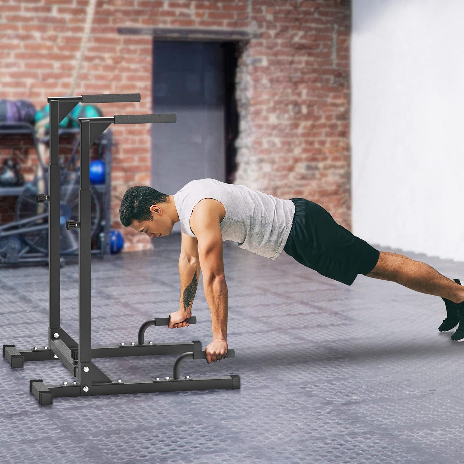 SELEWARE Adjustable Dip Bar Station, Home Gym Dip Stand - Image 8