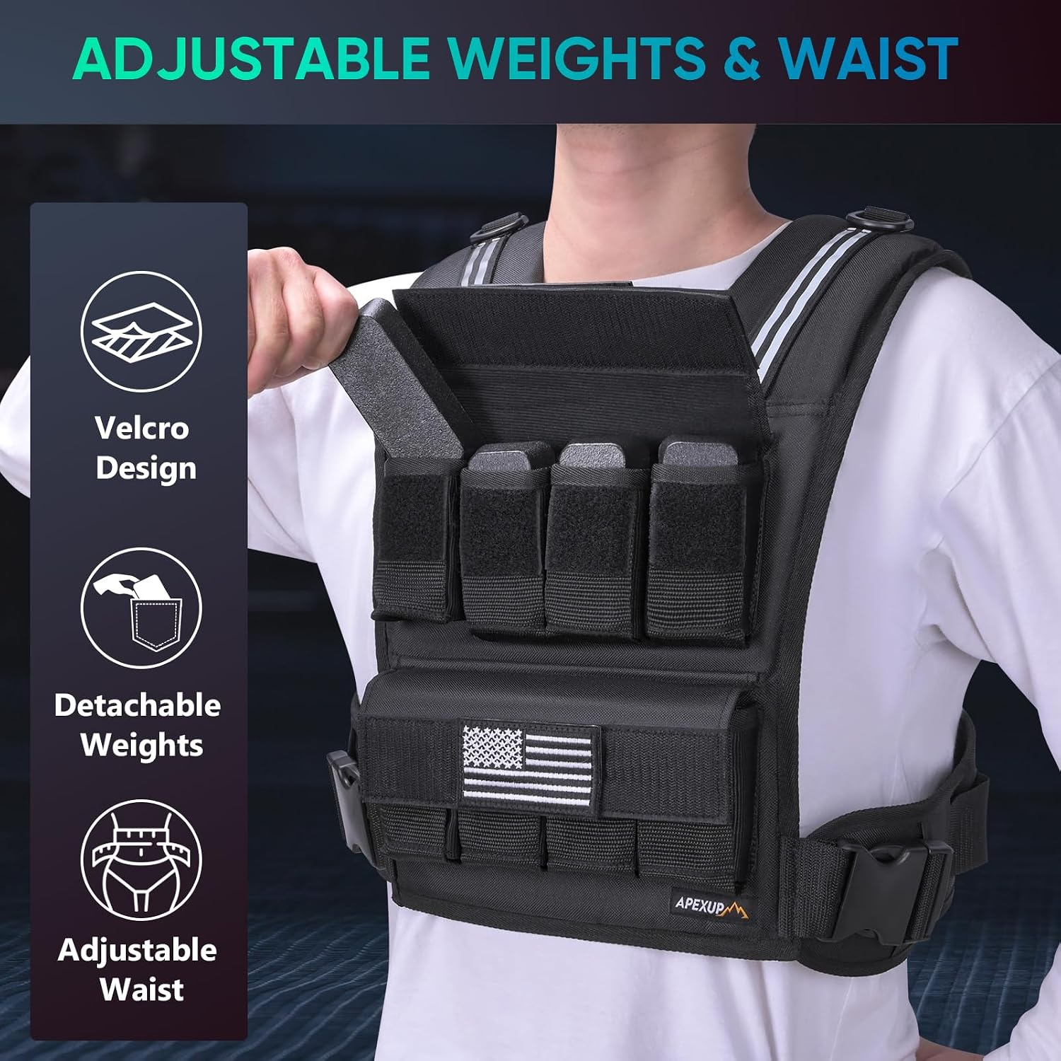 APEXUP Weighted Vest Men, Adjustable Weight Vest for Running - Image 3