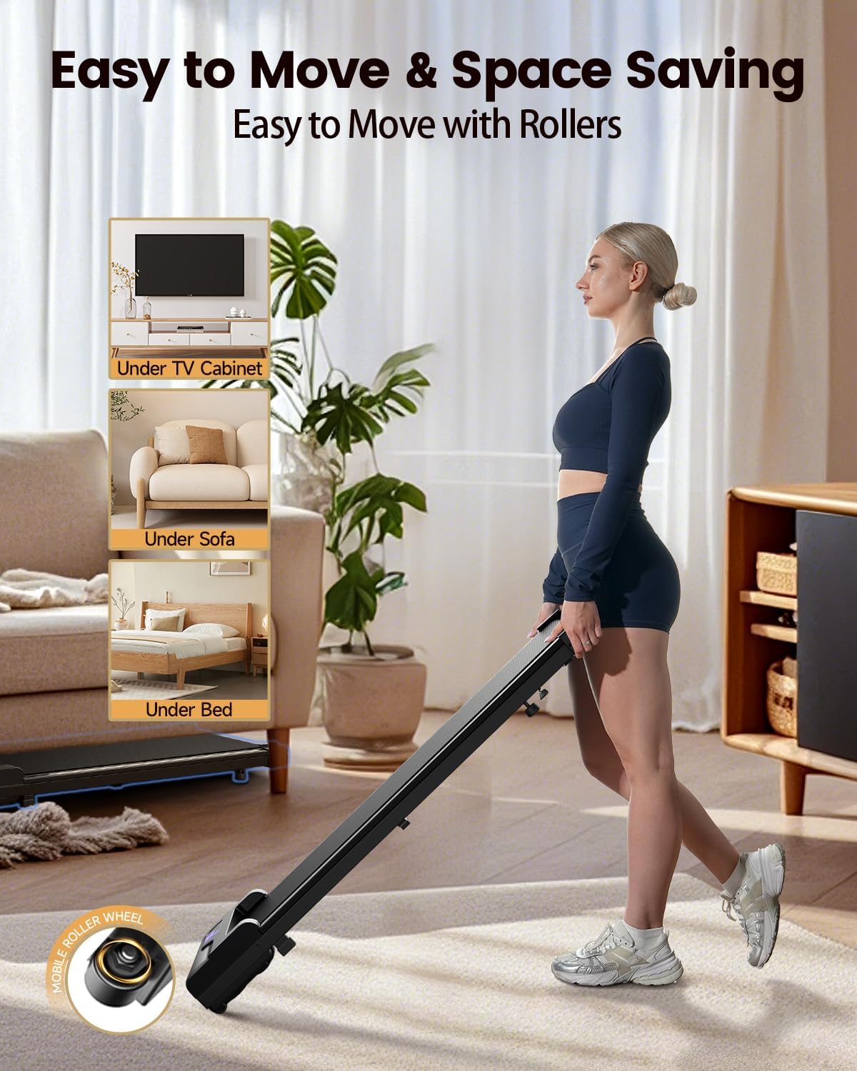 Walking Pad Treadmill for Home - Under Desk Treadmills Portable Mini Compact Walk Pads for Small Spaces Office Indoor Apartment Floor Flat Running Machine with Remote Quiet Lightweight - Image 5