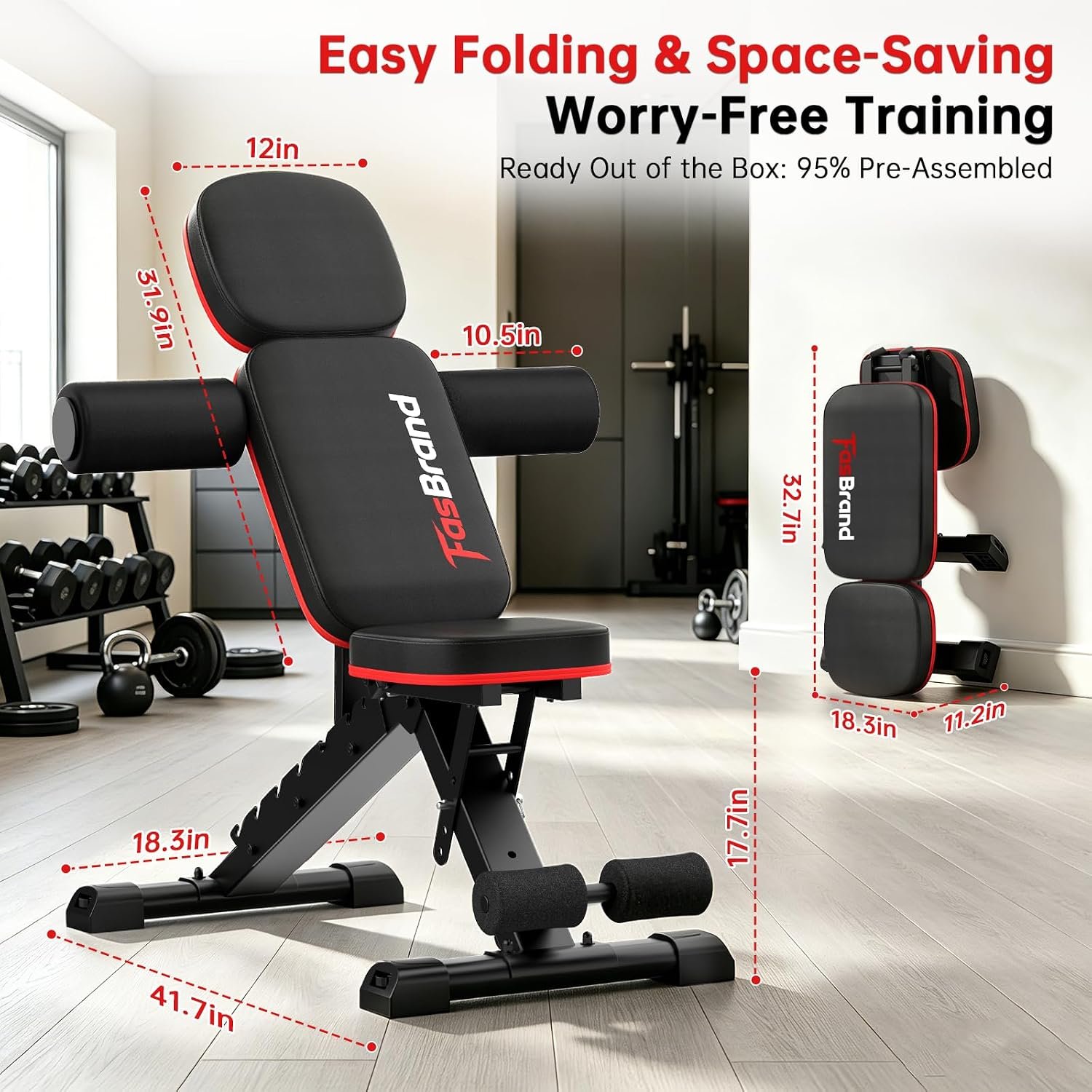 Adjustable Weight Bench for Home Gym, 98% Pre-Assembled Foldable Bench - Image 6