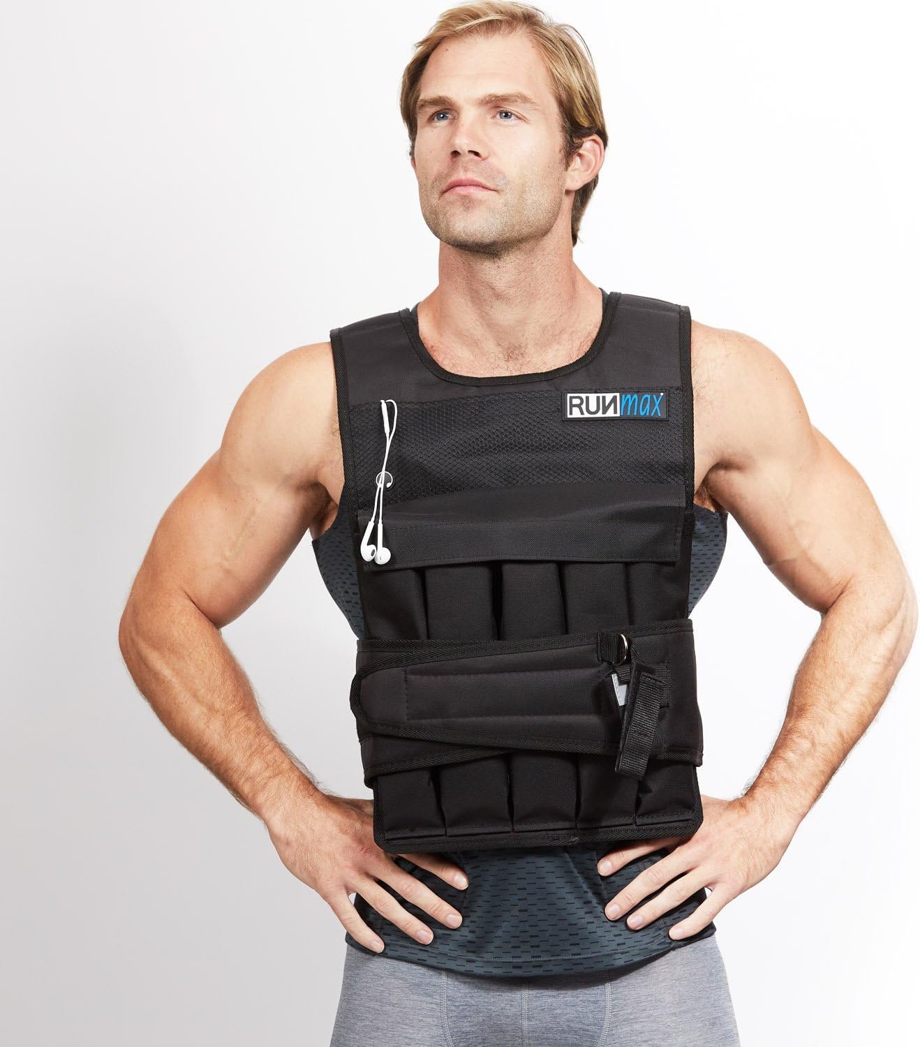 RUNmax 20LBS - 150LBS Adjustable Weighted Vest Wtih Shoulder Pads Option for Men and Women
