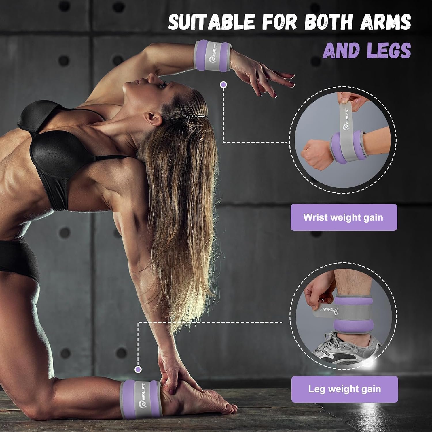 NEALFIT Ankle Weights 1/2/3/4/6/10 LBS for Men Women Kids, Leg Arm Wrist Weights with Adjustable Strap for Running, Aerobics, Strength Training, Physical Therapy, Fitness - Image 5